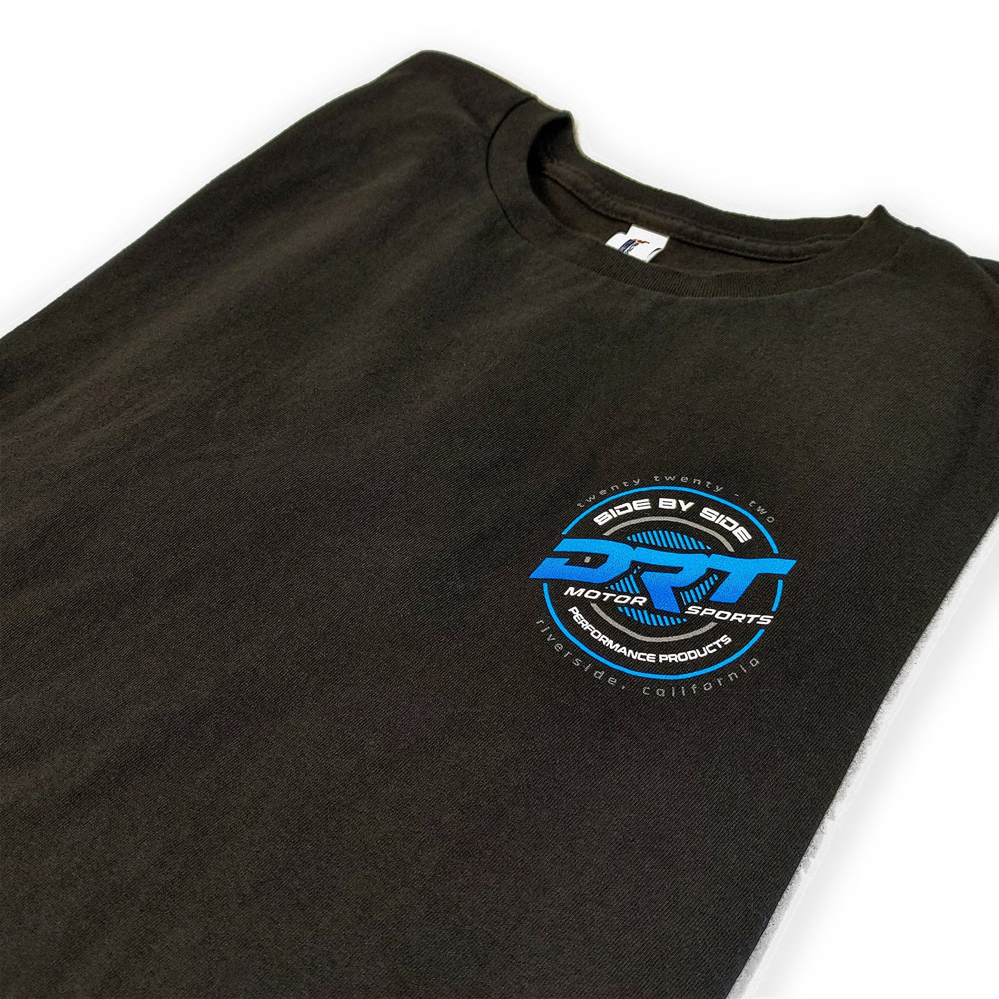 Close-up of T-shirt neckline and stitching, soft knit texture