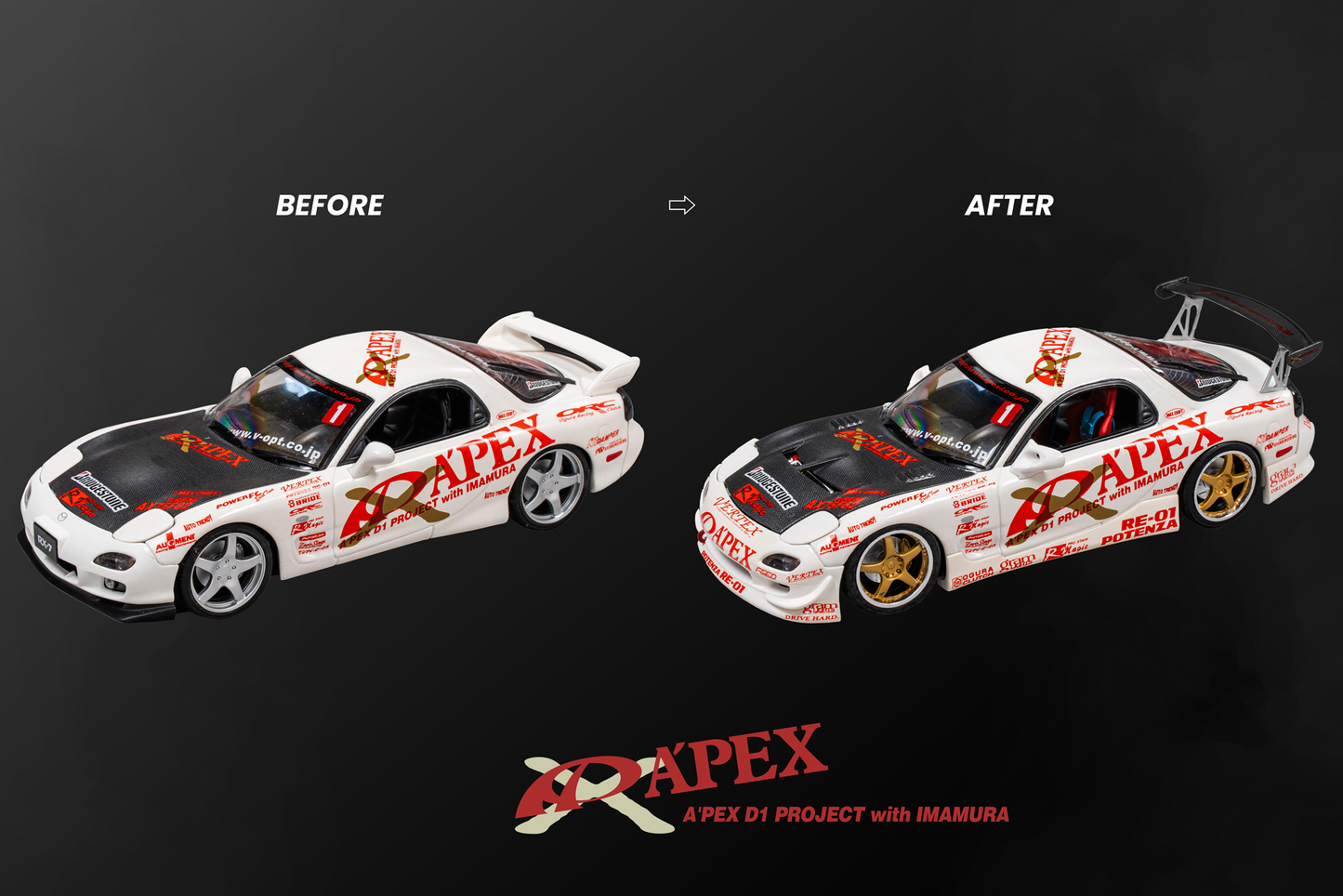 ORC A'PEXi - RX-7 FD3S APEX D1GP Project - AUTO PRO SHOP 1/24 Scale Die Cast Metal