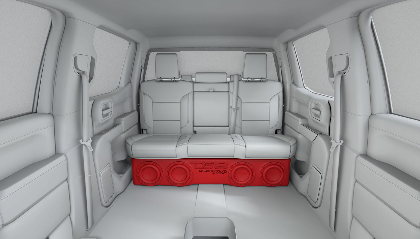Loaded 4 x 8" Subwoofer Enclosure for Chevy/GMC Crew Cabs (2007-2026) and Ford F-150/Super Duty Crew Cabs (2009-2026)