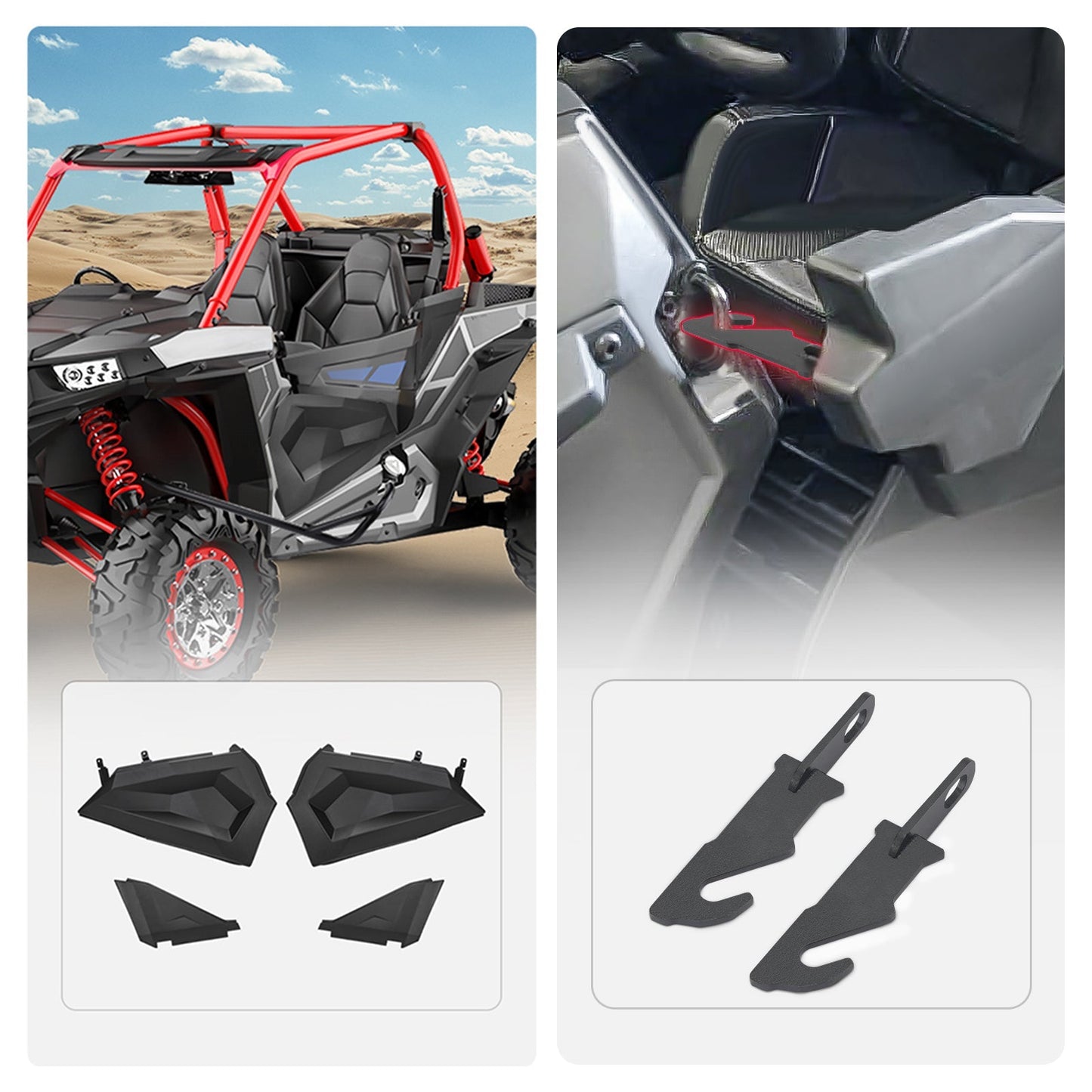 Kemimoto Lower Half Door and Door Latches Extender Polaris RZR