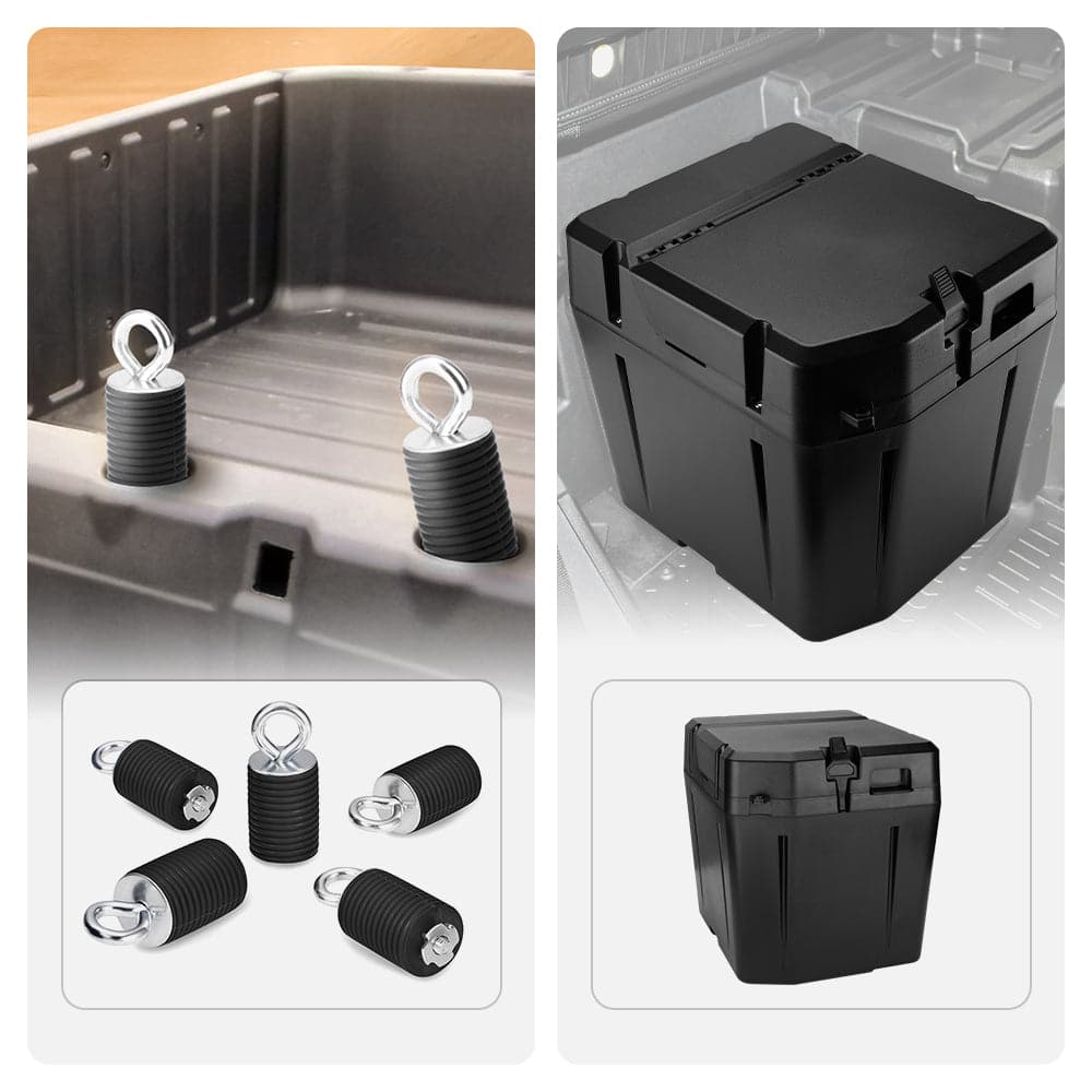 Kemimoto 2" Tie Down Anchors & Under Seat Storage Box Polaris Ranger 1