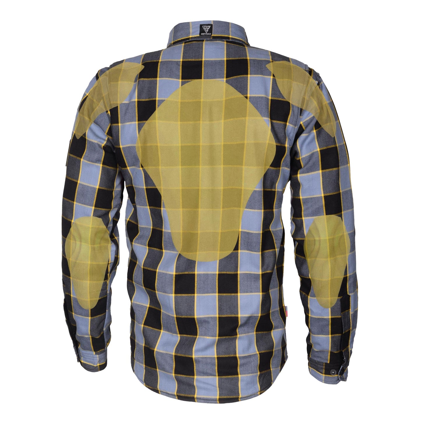 Protective Flannel Shirt - Grey Checkered and Yellow Stripes