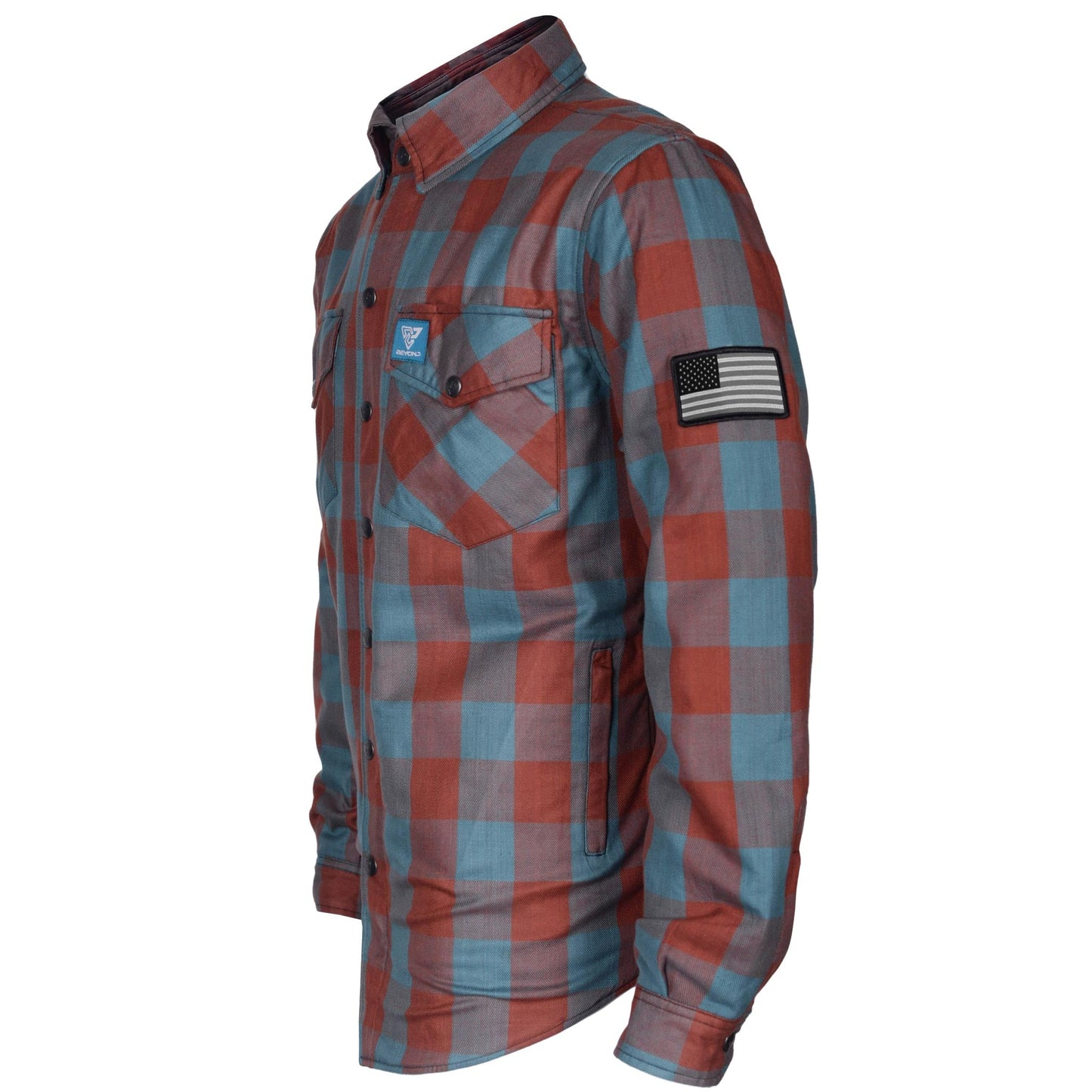 Protective Flannel Shirt - Light Brown and Teal Checkered
