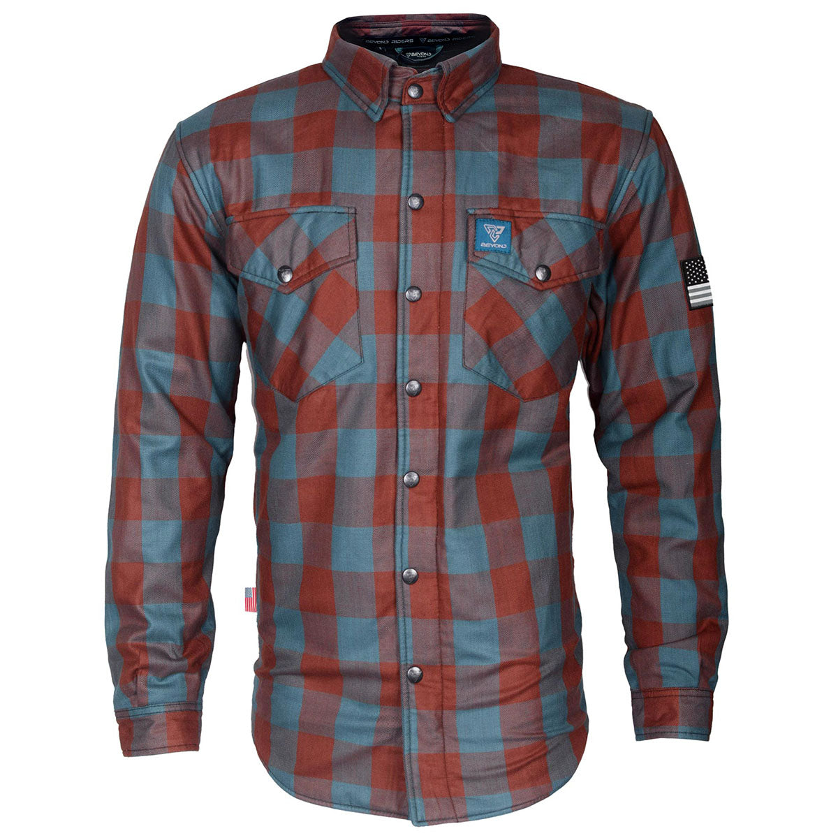 Protective Flannel Shirt - Light Brown and Teal Checkered