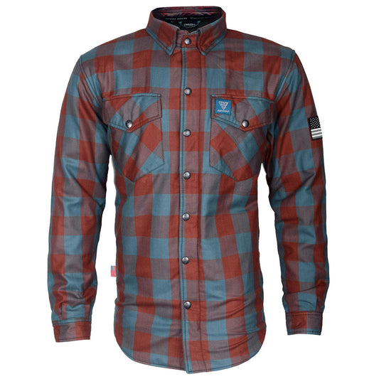 Protective Flannel Shirt - Light Brown and Teal Checkered