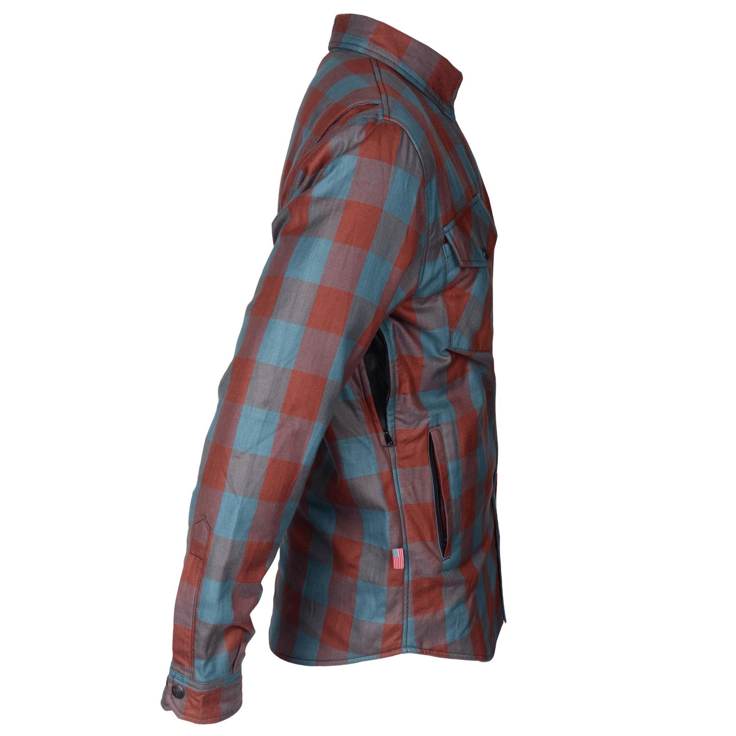 Protective Flannel Shirt - Light Brown and Teal Checkered