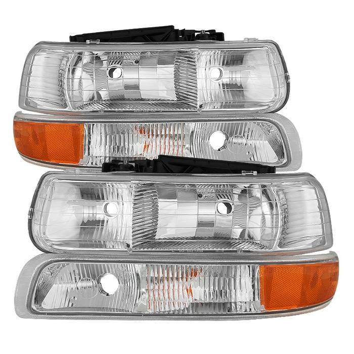 SPYDER xTune Chevy Silverado 1500 99-02 OEM Style Headlights w/ Bumper Lights - Chrome HD-JH-CSIL99-OE-SET 9035111
