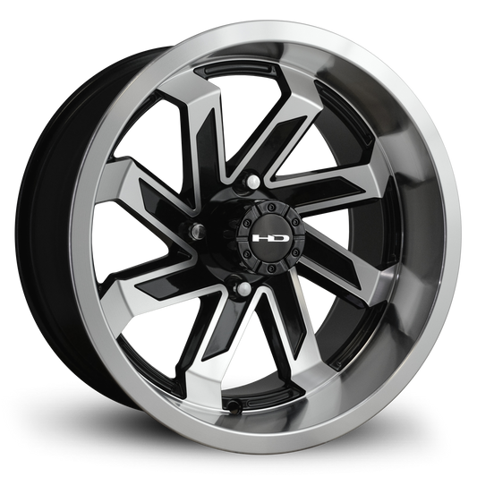 HD Golf Saw 12x7 -14 4x101.6mm 68.2mm Gloss Black/Machined Face&Lip