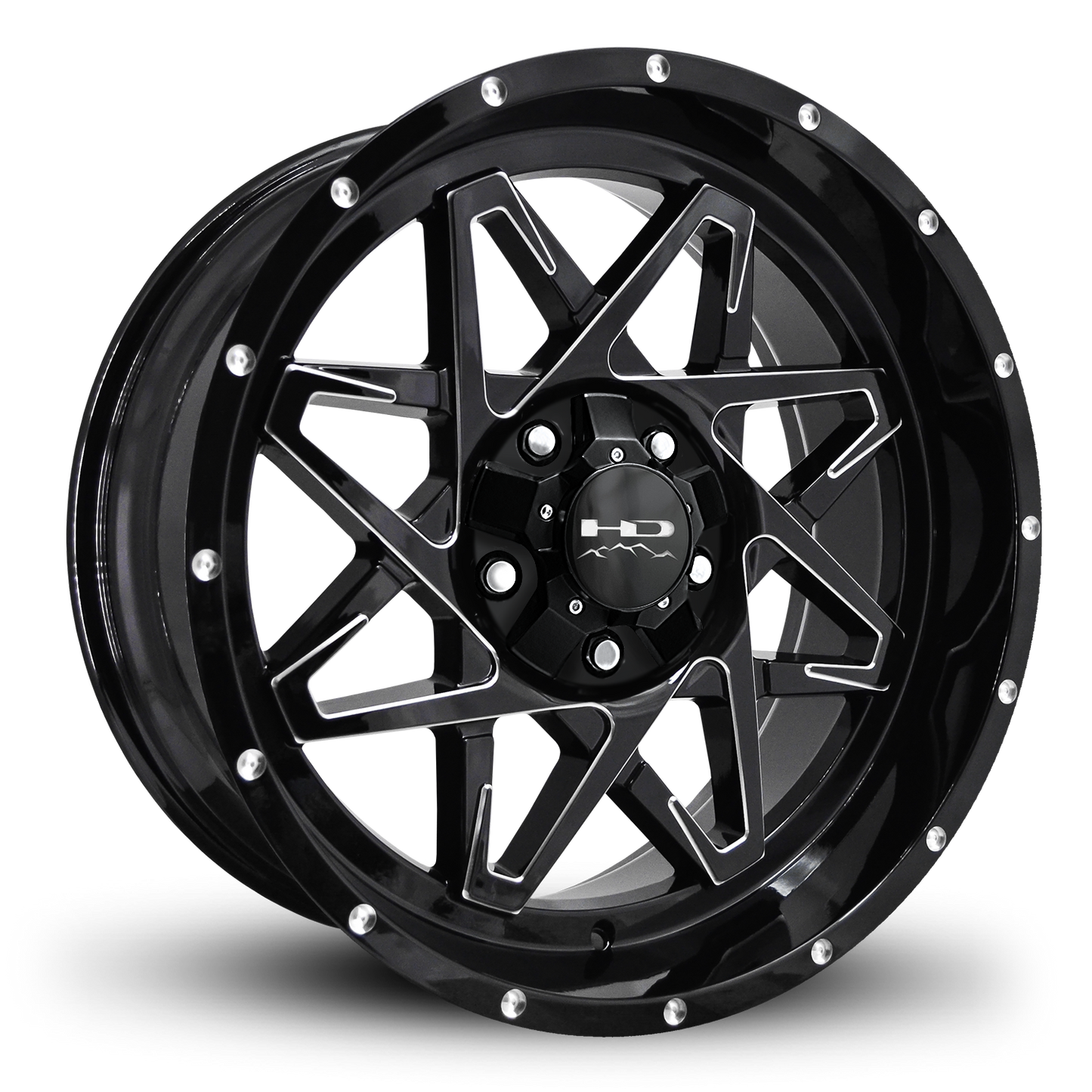 HD Offroad Caliber 20x9 +0 5x127/5x139.7mm 106.2mm Gloss Black/Milled Edge
