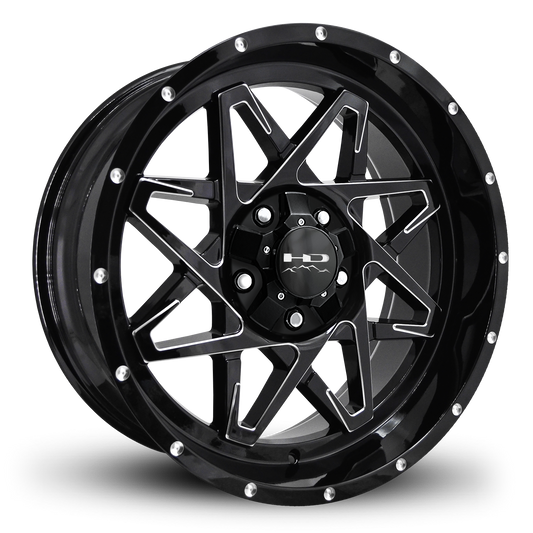 HD Offroad Caliber 20x9 +0 5x139.7/5x150mm 106.2mm Gloss Black/Milled Edge