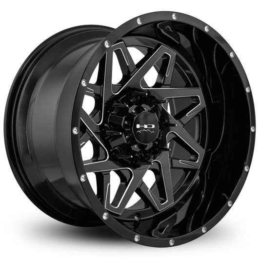 HD Offroad Caliber 20x12 -50 8x170mm 106.2mm Gloss Black/Milled Edge
