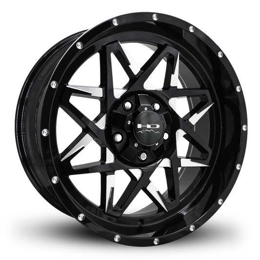 HD Offroad Caliber 20x9 +0 5x139.7/5x150mm 106.2mm Gloss Black/Milled Face
