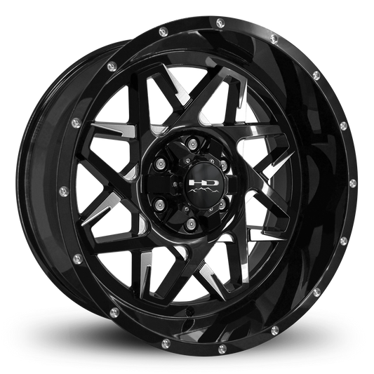 HD Offroad Caliber 20x10 -40 6x135/6x139.7mm 106.2mm Gloss Black/Milled Face