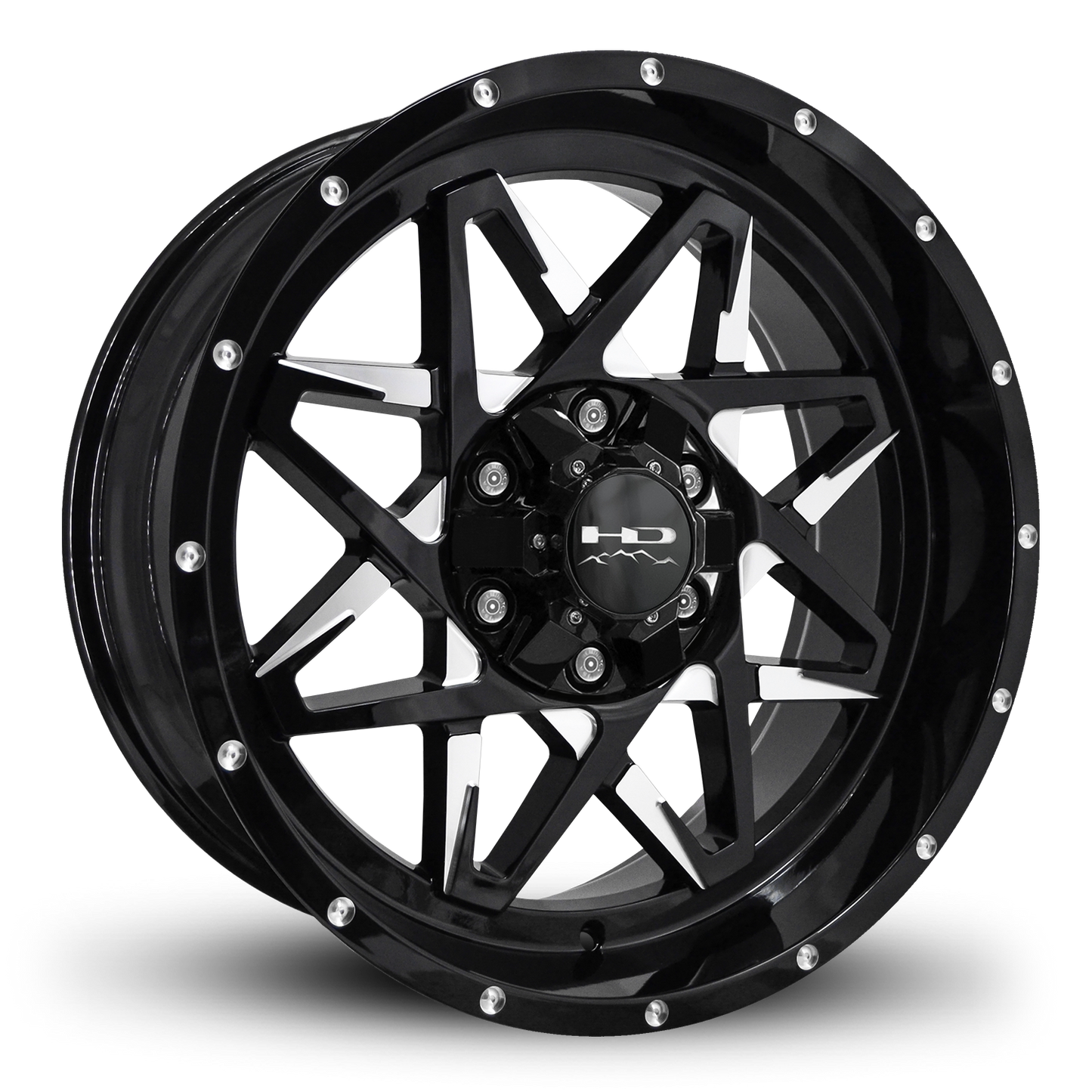 HD Offroad Caliber 20x9 -10 6x120/6x139.7mm 78.1mm Gloss Black/Milled Face