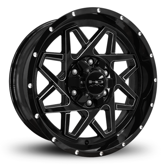 HD Offroad Gridlock 20x9 -10 6x135/6x139.7mm 106.2mm Gloss Black/Milled Edge