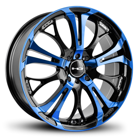 HD Wheels Spinout 18x7.5 +40 4x100/4x114.3mm 73.1mm Gloss Blue&BK/Machined Face