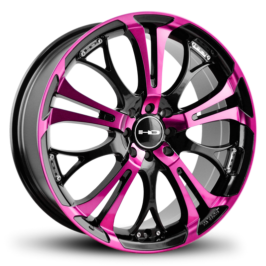 HD Wheels Spinout 16x7 +40 4x100/4x114.3mm 73.1mm Gloss Pink&BK/Machined Face