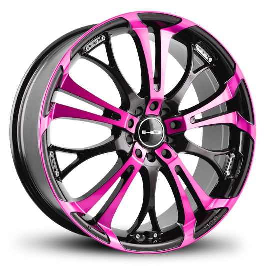 HD Wheels Spinout 22x8.5 +20 5x114.3/5x120mm 74.1mm Gloss Pink&BK/Machined Face