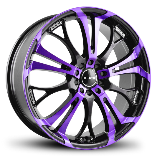HD Wheels Spinout 18x7.5 +35 5x120/5x114.3mm 74.1mm Gloss Purple&BK/Machined Face