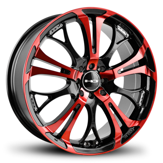 HD Wheels Spinout 16x7 +40 4x100/4x114.3mm 73.1mm Gloss Red&BK/Machined Face