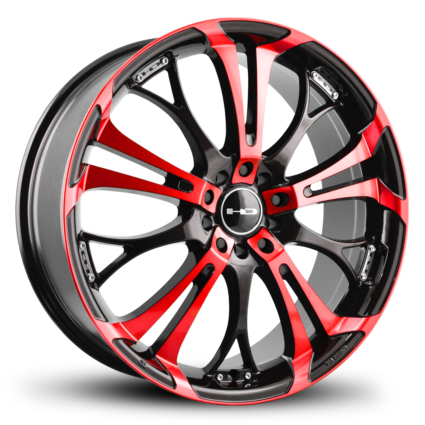HD Wheels Spinout 20x8 +20 5x120/5x114.3mm 74.1mm Gloss Red&BK/Machined Face