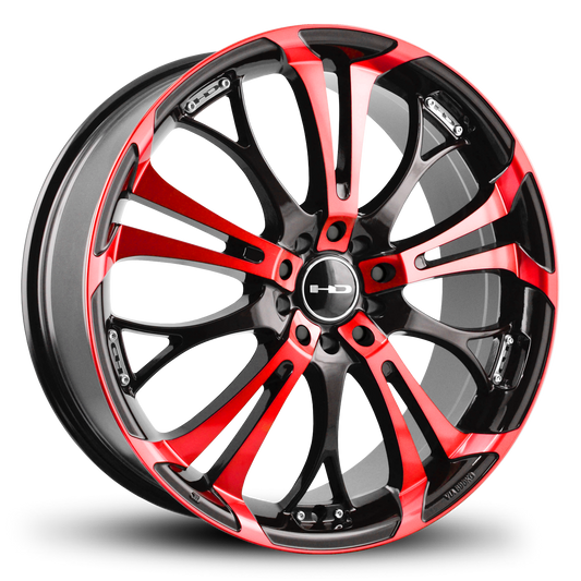 HD Wheels Spinout 22x8.5 +20 5x115/5x120mm 74.1mm Gloss Red&BK/Machined Face