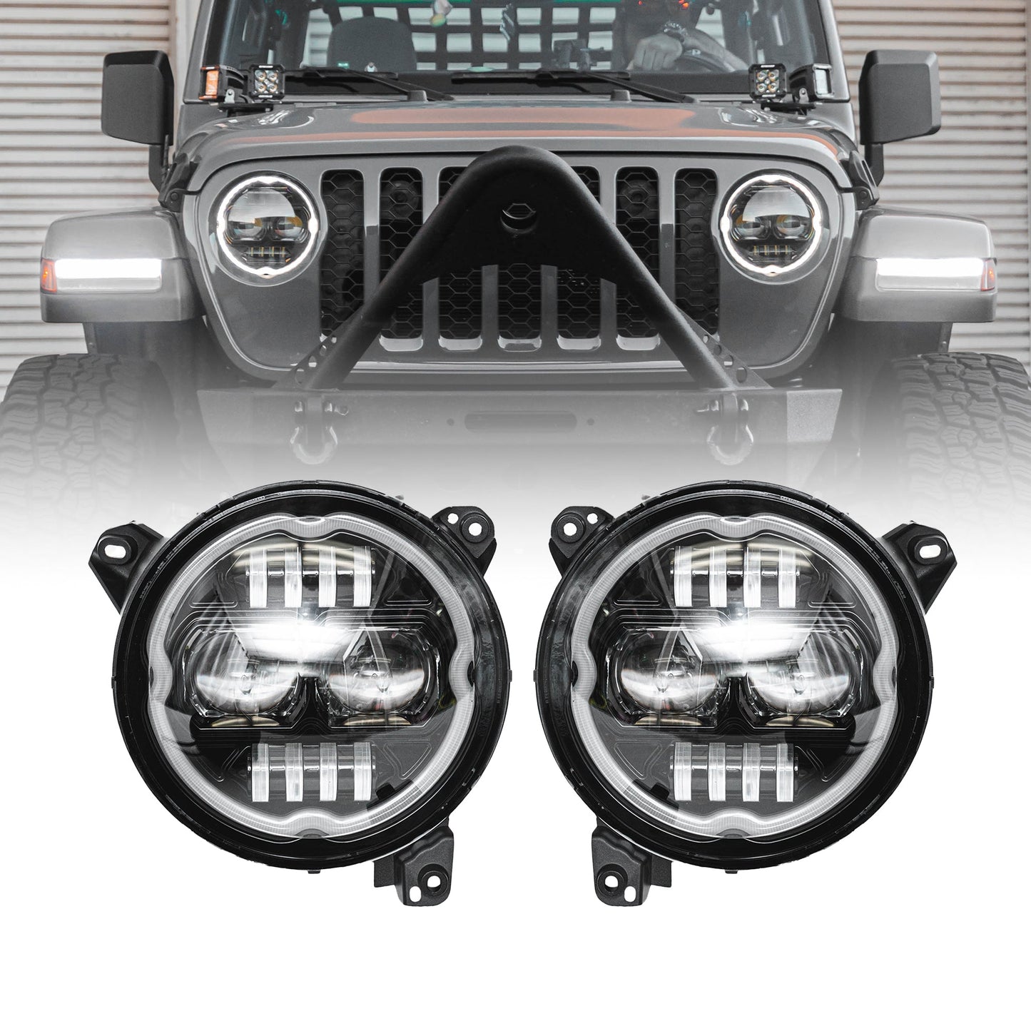 Xprite 9" Halo Headlights 2018-2024 Wrangler & 2020-2024 Gladiato