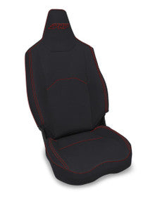 Front Seat Covers for Polaris XPEDITION (Pair), Black with Red Stitch