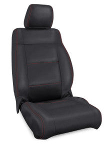 Front Seat Covers for '07–'10 Jeep Wrangler JK, 2 door or 4 door (Pair) - Black with Red Stitching