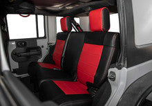Rear Seat Cover for '08–'10 Jeep Wrangler JKU, 4 door - Black with Red Stitching