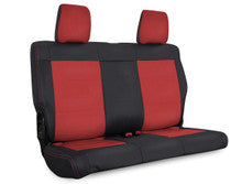 Rear Seat Cover for '07 Jeep Wrangler JKU, 4 door - Black with Red Stitching