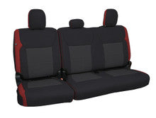 Rear Bench Seat Covers for 2021+ Ford F150, 2023+ Super Duty, Black with Red Stitch