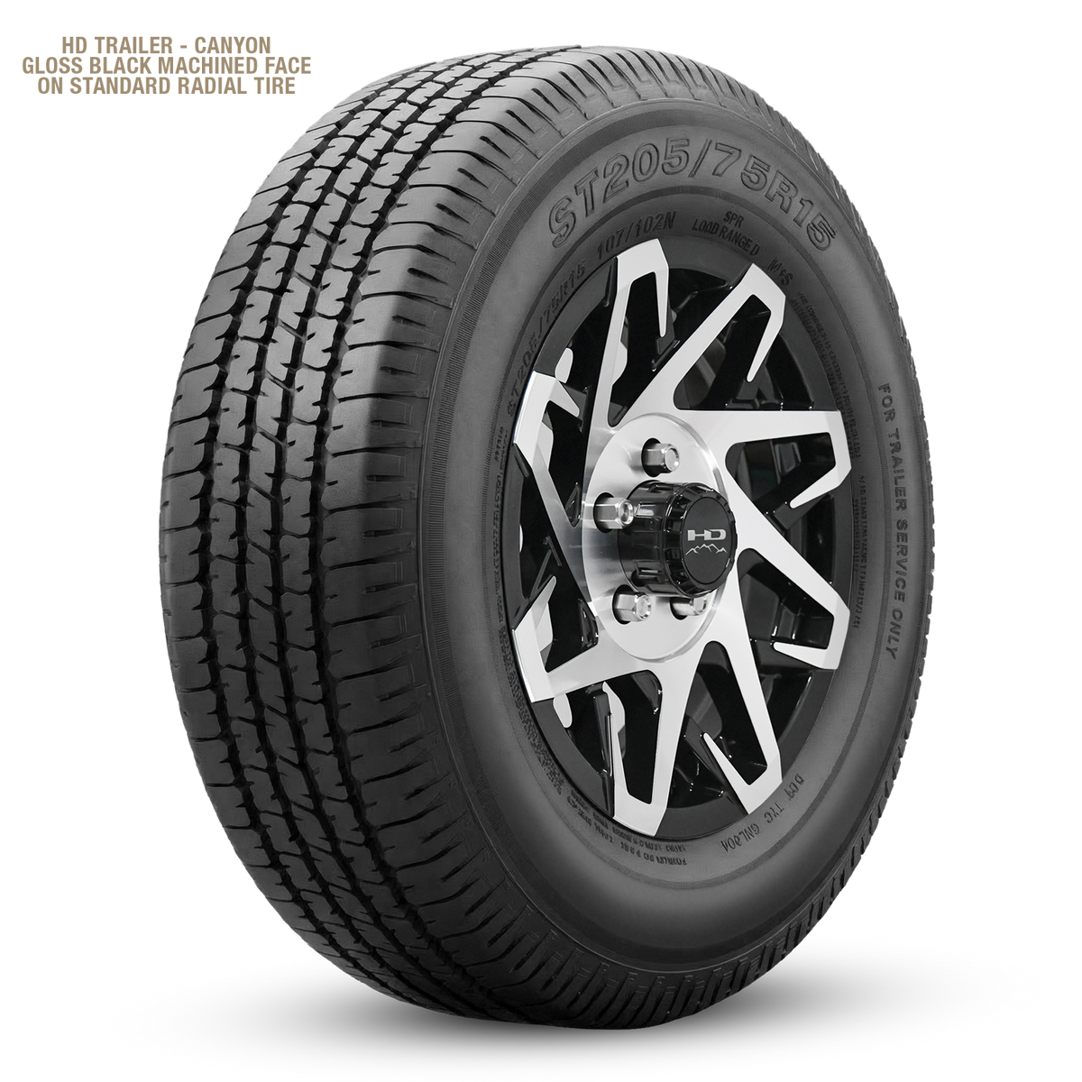 HD Trailer Canyon 14x5.5 +0 5x114.3mm 83mm Gloss Black/Machined Face