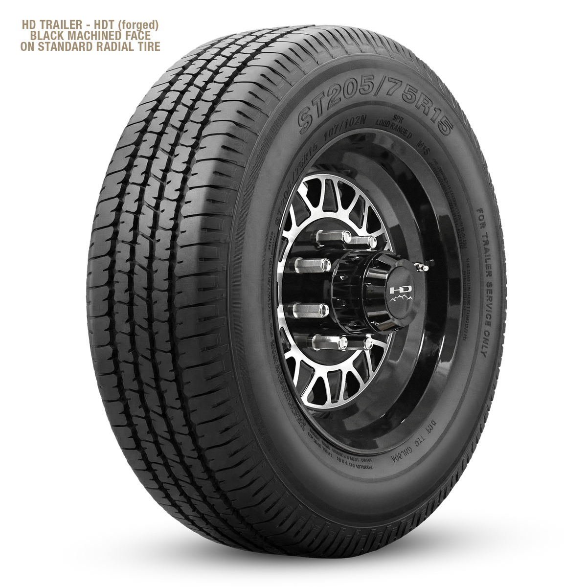 HD Trailer HDT Forged 17.5x6.75 +0 8x165mm 121.2mm Gloss Black/Machined Face - Hub Centric - CAP NOT INCLUDED