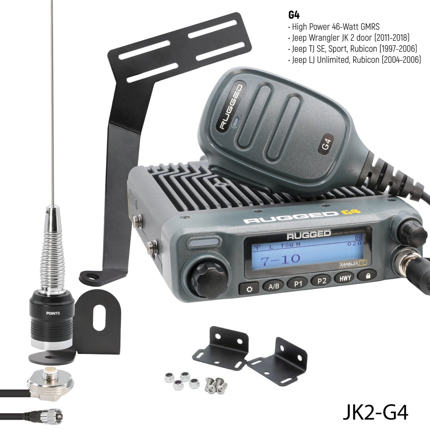 GMRS Mobile Radio Kit for Wrangler TJ LJ and JK - JK 2-Door (07-10) and JKU 4-Door (07-19) / Rambler G4