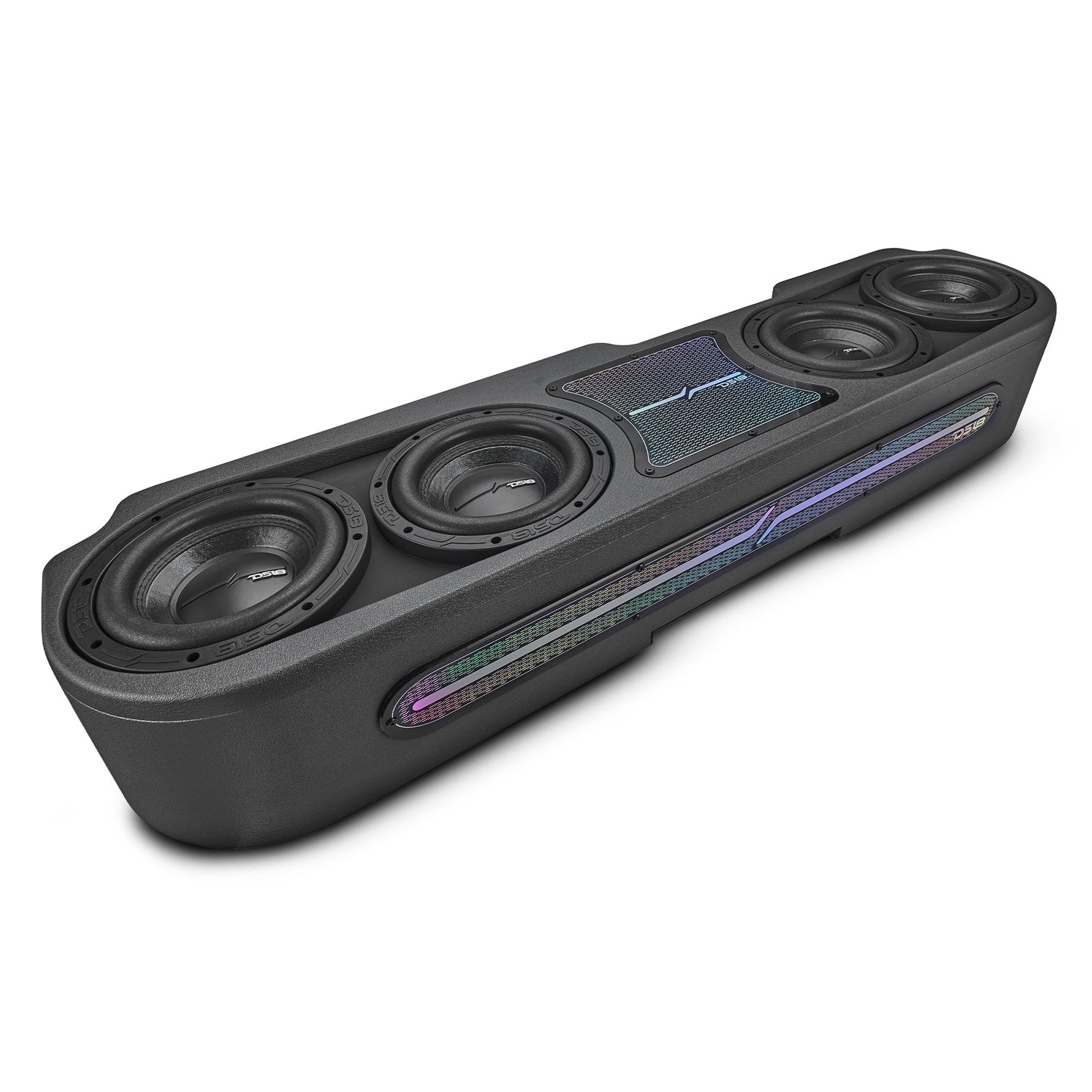 Jeep JT Gladiator Loaded Under Rear Seat Subwoofer Enclosure with 4 X 8" ZR8.2D, Leather Wrapped and Digital LED Lights | 1800 Watts RMS @ 1-Ohm