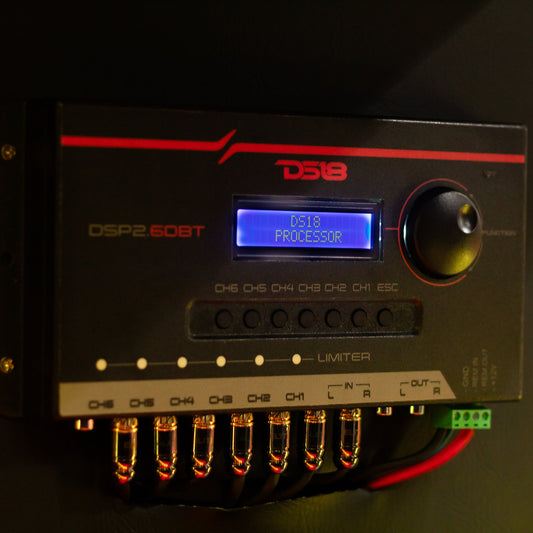 2-Channel In and 6-Channel Out Digital Sound Processor (DSP) with Bluetooth and LCD Screen