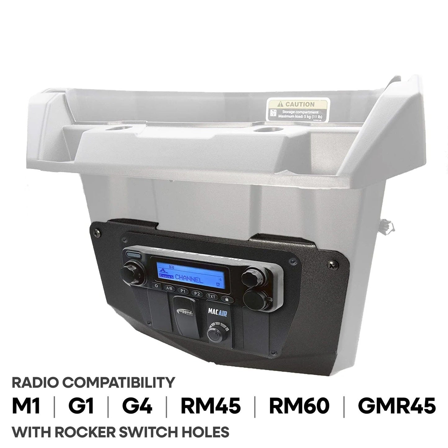 Commander and Maverick - Glove Box Multi-Mount Kit for Rugged UTV Radios and Intercoms - Motorola CM300D and Motorola/Vertex VX2200