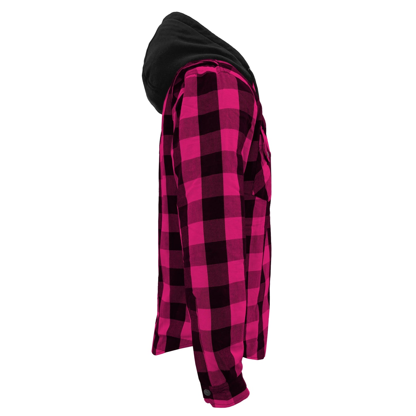 Protective Flannel Hoodie For Men - Pink and Black Checkered