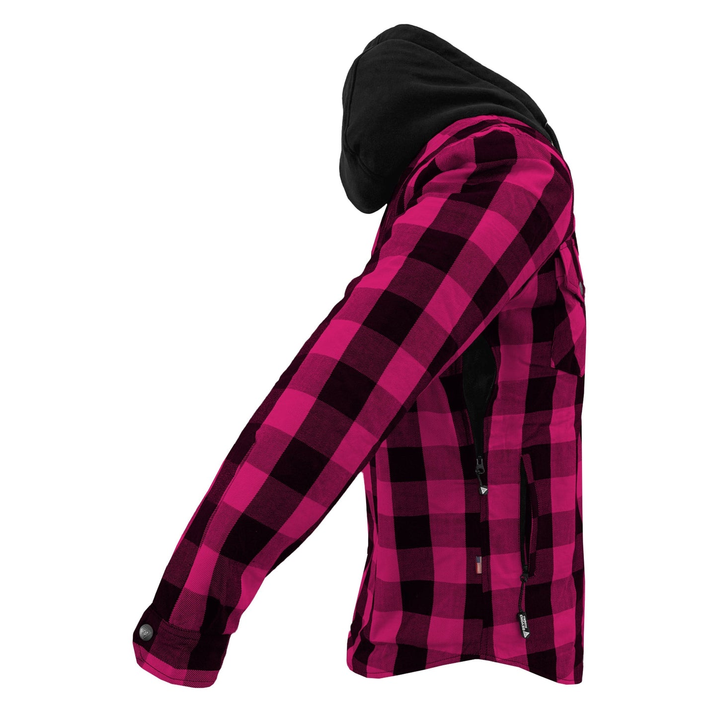 Protective Flannel Hoodie For Men - Pink and Black Checkered