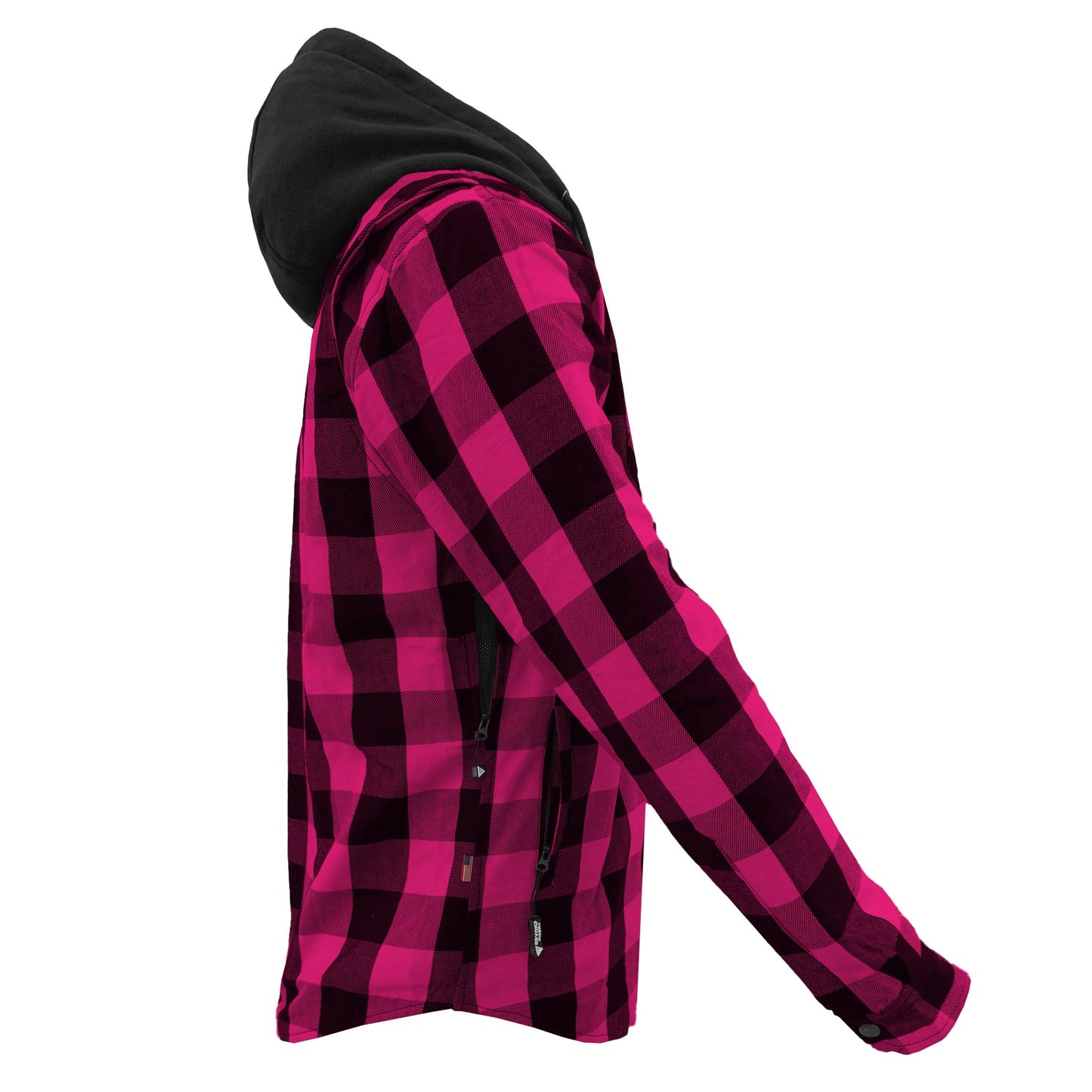 Protective Flannel Hoodie For Men - Pink and Black Checkered