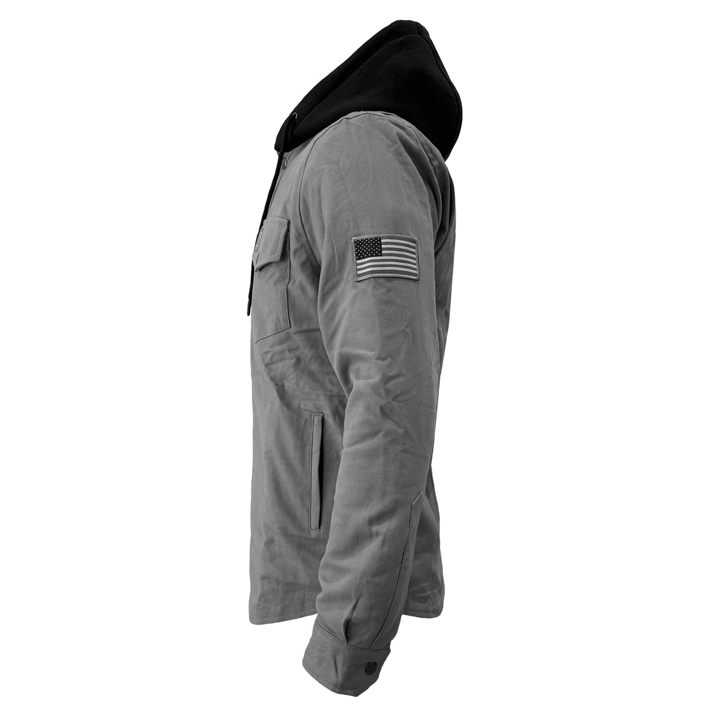 Protective Flannel Hoodie For Men - Grey Solid