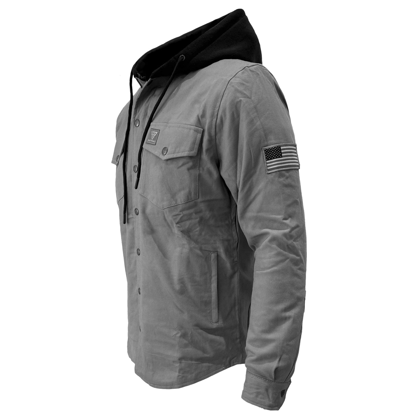Protective Flannel Hoodie For Men - Grey Solid
