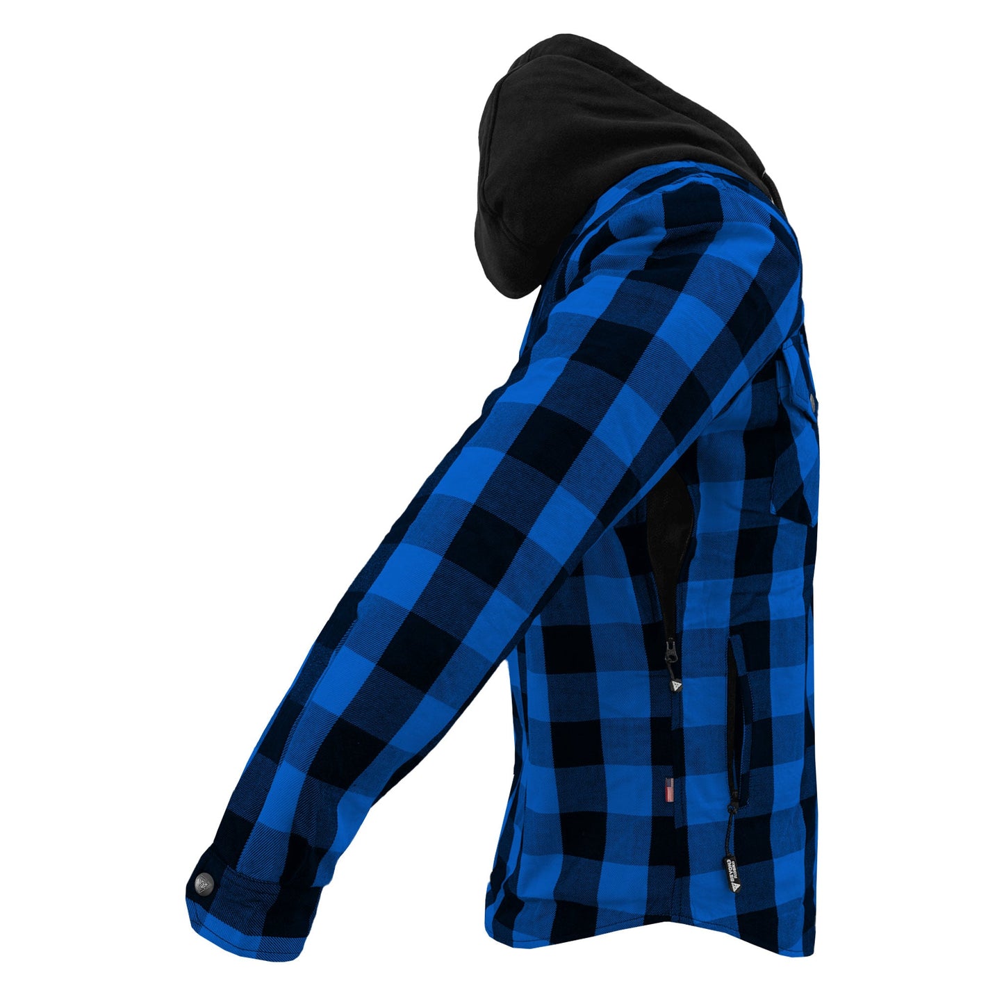 Protective Flannel Hoodie For Men - Blue and Black Checkered