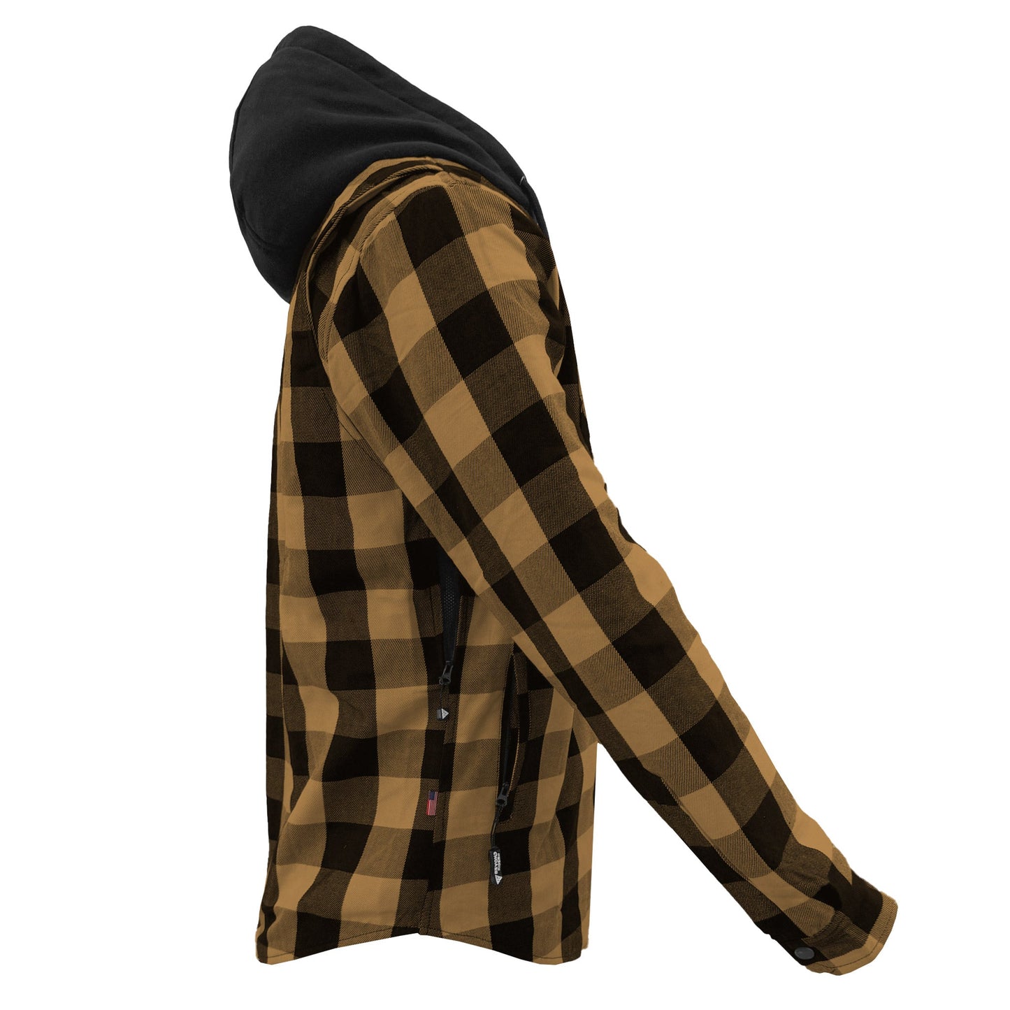 Protective Flannel Hoodie For Men - Camel and Black Checkered