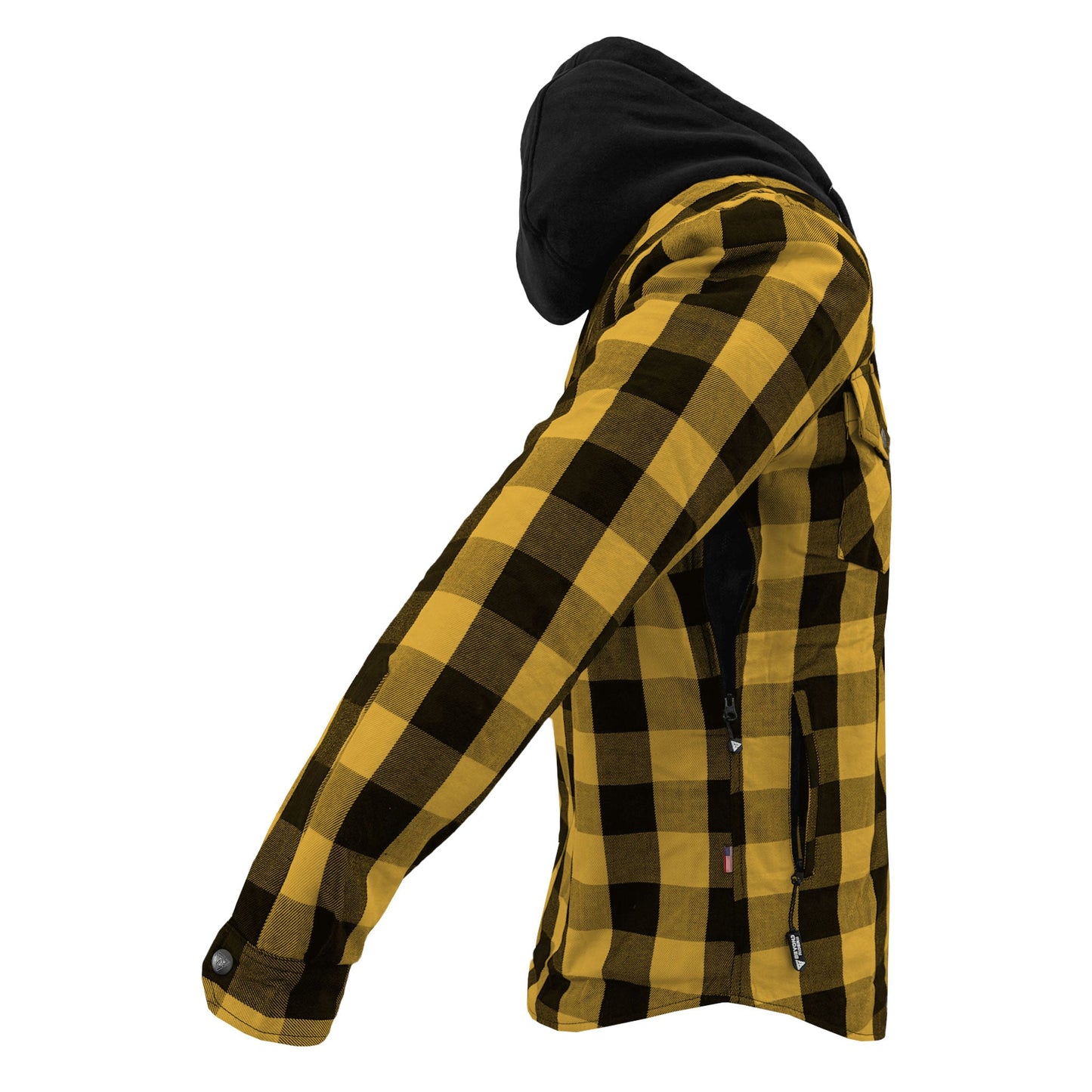 Protective Flannel Hoodie For Men - Yellow and Black Checkered