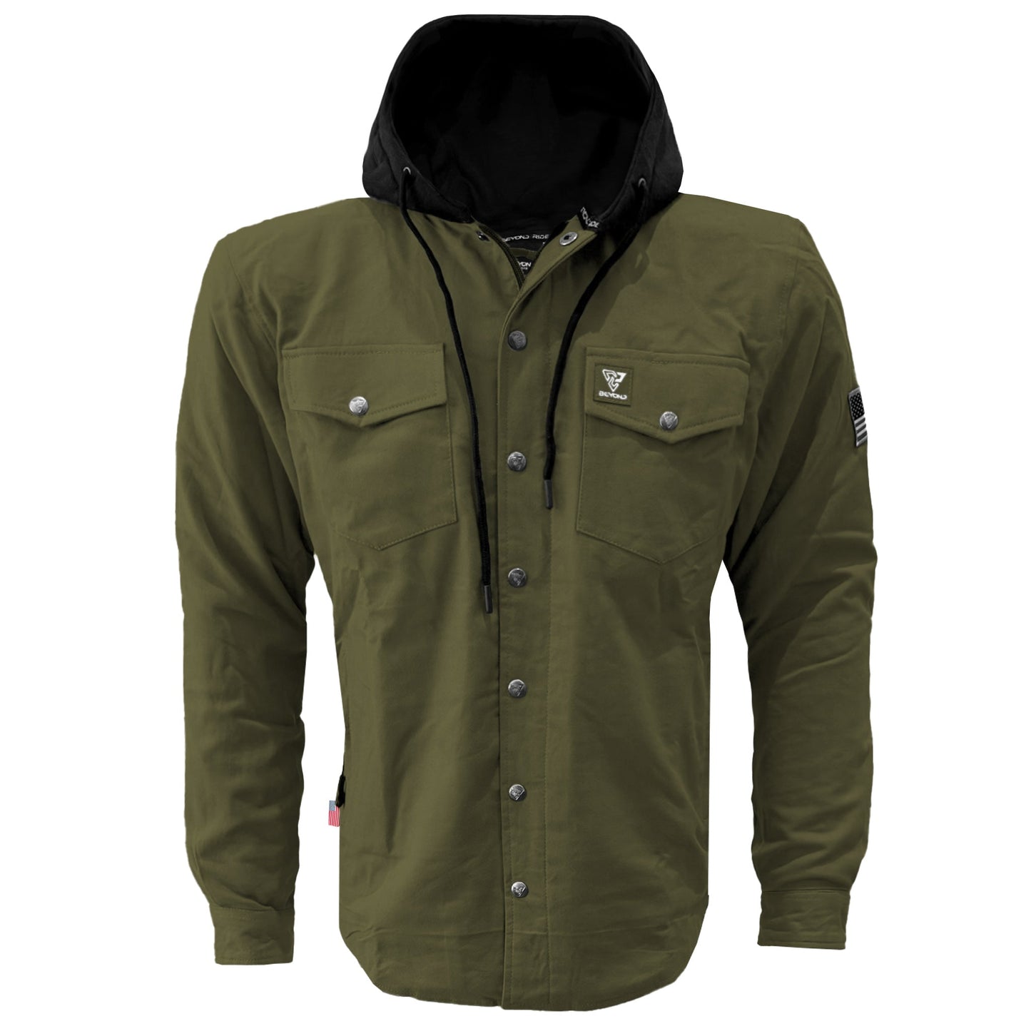 Protective Flannel Hoodie For Men - Army Green Solid