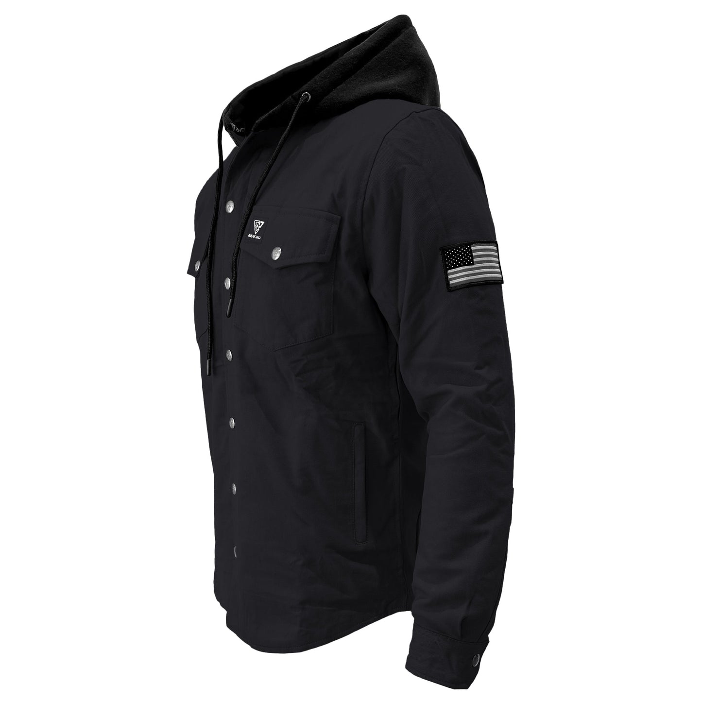Protective Flannel Hoodie For Men - Black Solid