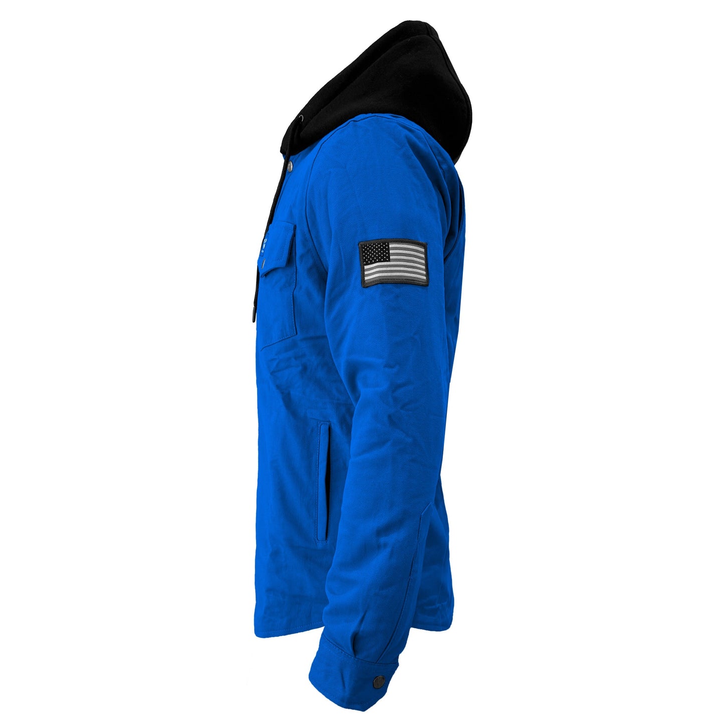 Protective Flannel Hoodie For Men - Blue Solid