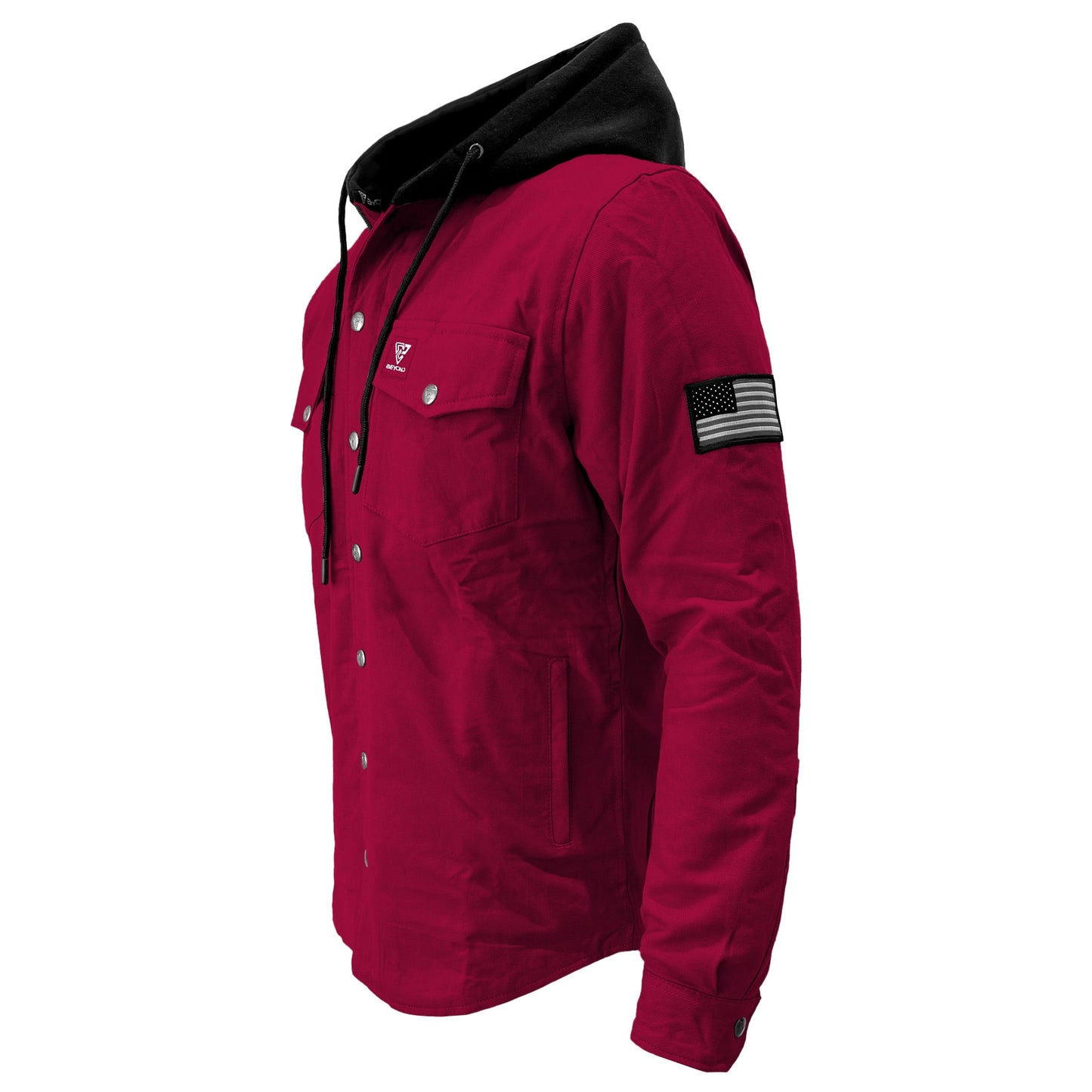 Protective Flannel Hoodie For Men - Red Maroon Solid